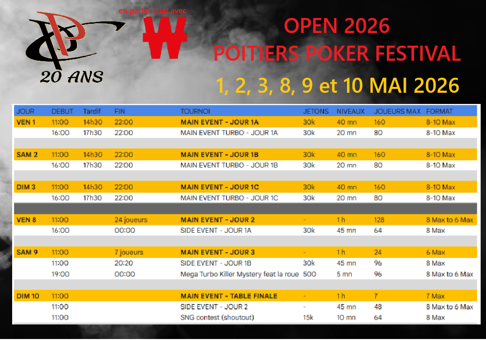 OPEN 2026 - POITIERS POKER FESTIVAL