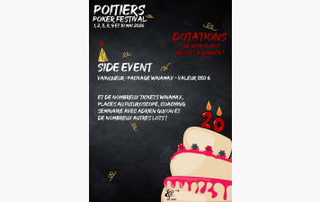 POITIERS POKER FESTIVAL - INSCRIPTIONS SIDE EVENT OUVERTES