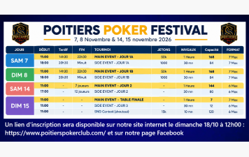 INSCRIPTION POITIERS POKER FESTIVAL 2026