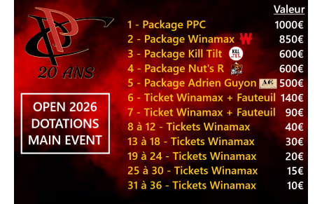 POITIERS POKER FESTIVAL - DOTATION ET STRUCTURE MAIN EVENT 2026